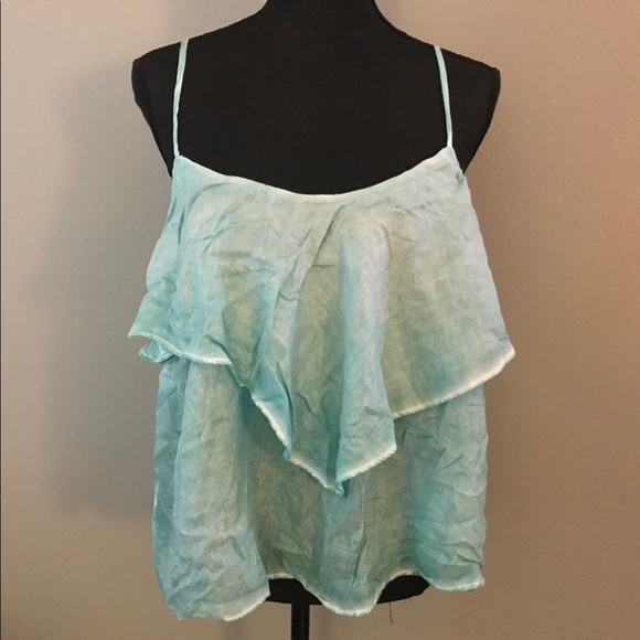 American Eagle Outfitters Tops - AEO Green Ruffle Strappy Tank
